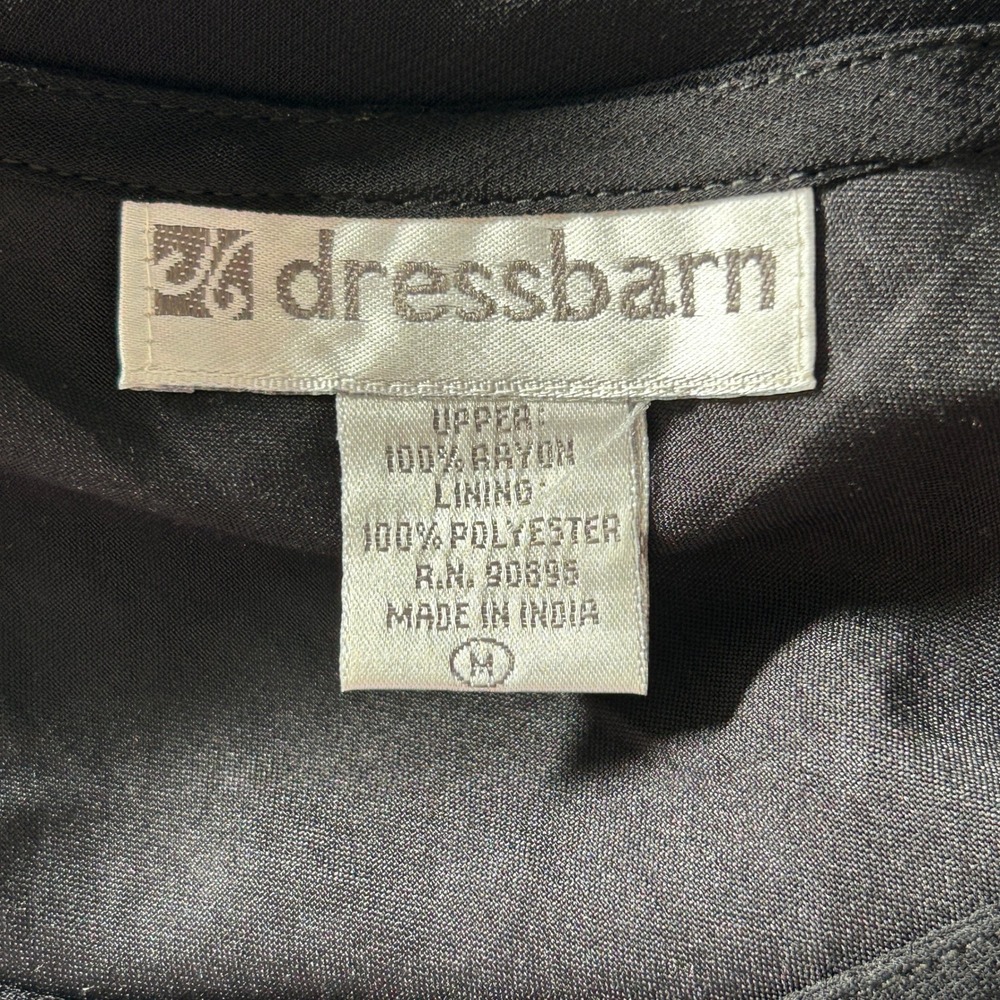 Dress Barn Women's Y2K Floral Beaded Sleeveless Black Rayon Dress - Medium - Picture 9 of 9